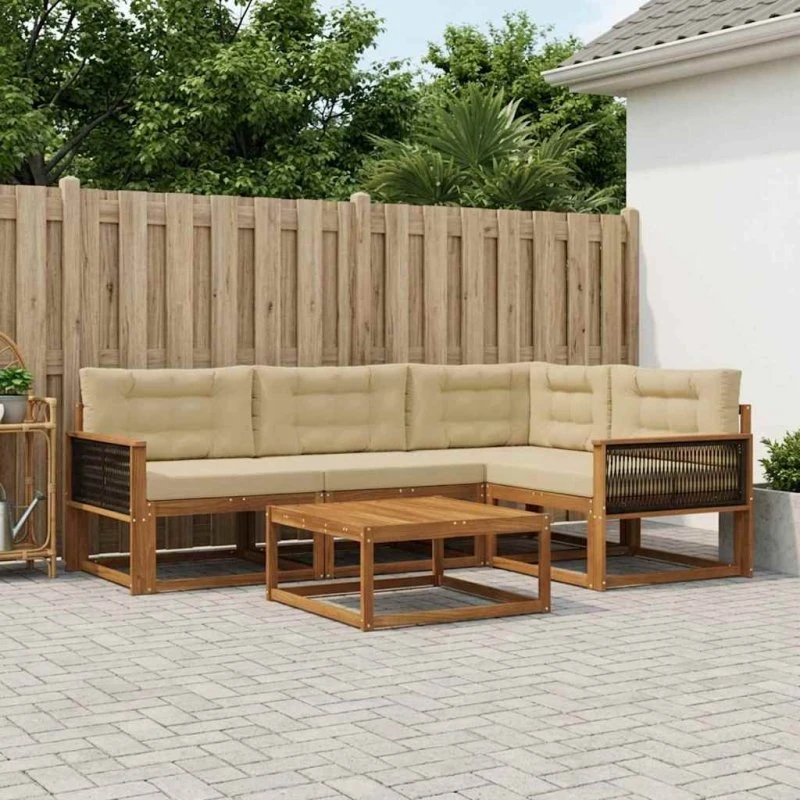 vidaXL Udendørs Sofagruppe 5-pcs Naturlig/Beige i Akacietræ