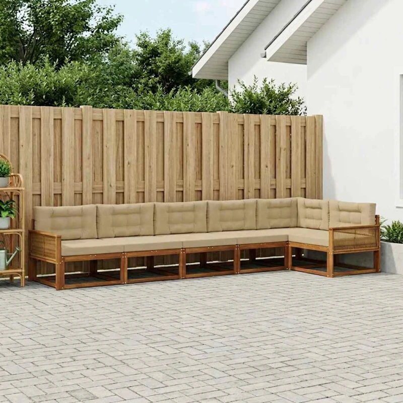vidaXL Udendørs Sofagruppe 6 pc Akacietræ Naturlig/Beige