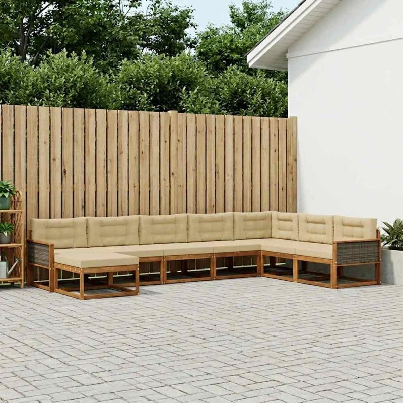 vidaXL Udendørs Sofagruppe 8 pcs Naturlig/Beige i Akacietræ