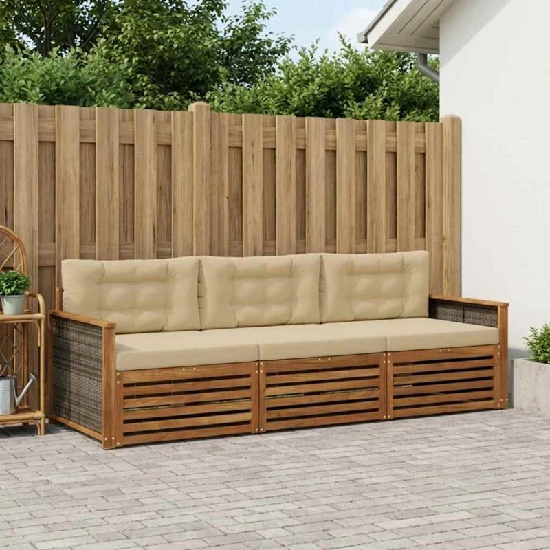 vidaXL Udendørs Sofagruppe 3 pcs Naturlig/Beige