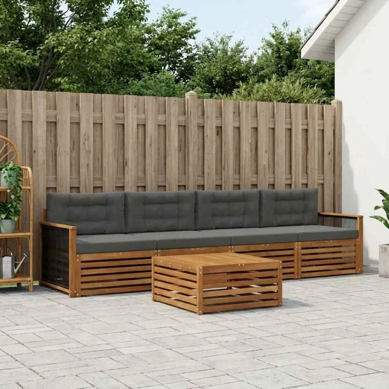 vidaXL Udendørs Sofagruppe 5-pces Naturlig/Antracit