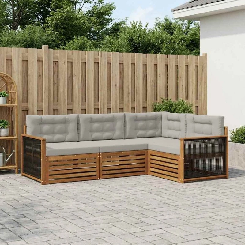 vidaXL Udendørs Sofagruppe 4-pces Natur/Lysegrå