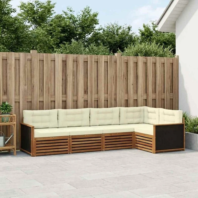 vidaXL Udendørs Sofagruppe 5-pers. Naturlig/Fløde 323 x 164,5 x 73 cm