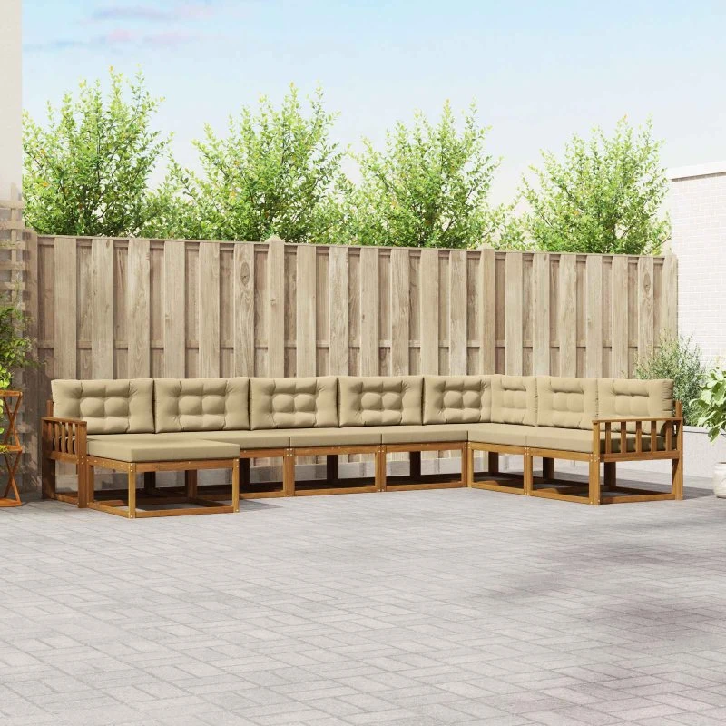 vidaXL Udendørs Sofagruppe 8 pcs Naturlig/Beige i Akacietræ