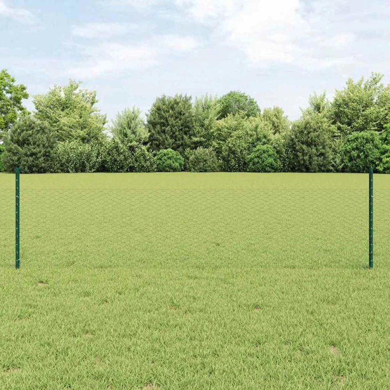vidaXL Sekskantet hegn 50x0,5 m grønt PVC-belagt stål
