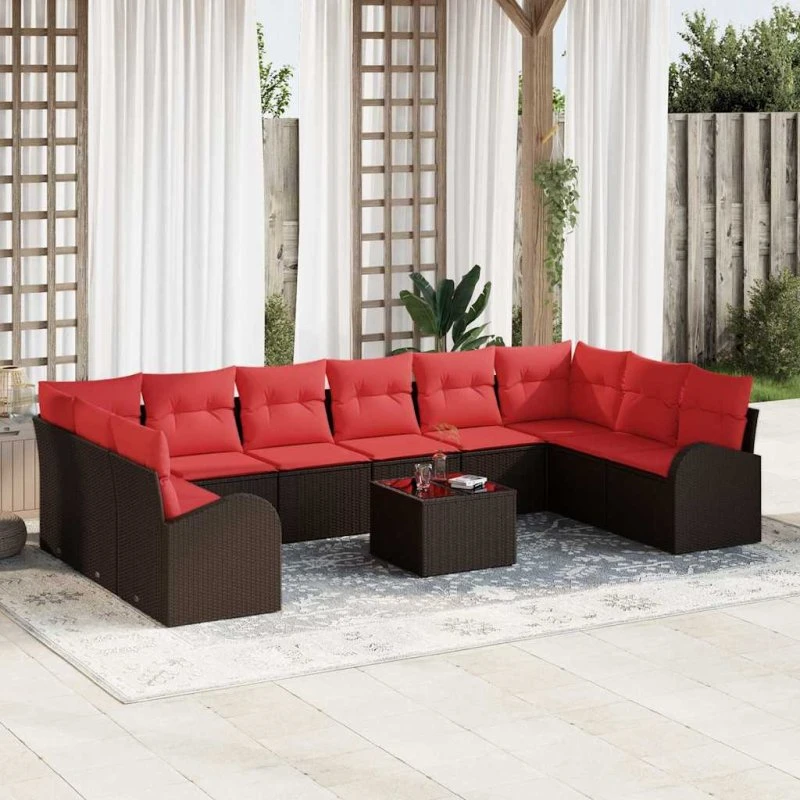 vidaXL Modulært Havesofa-sæt 11 pcs Brun Polyrattan