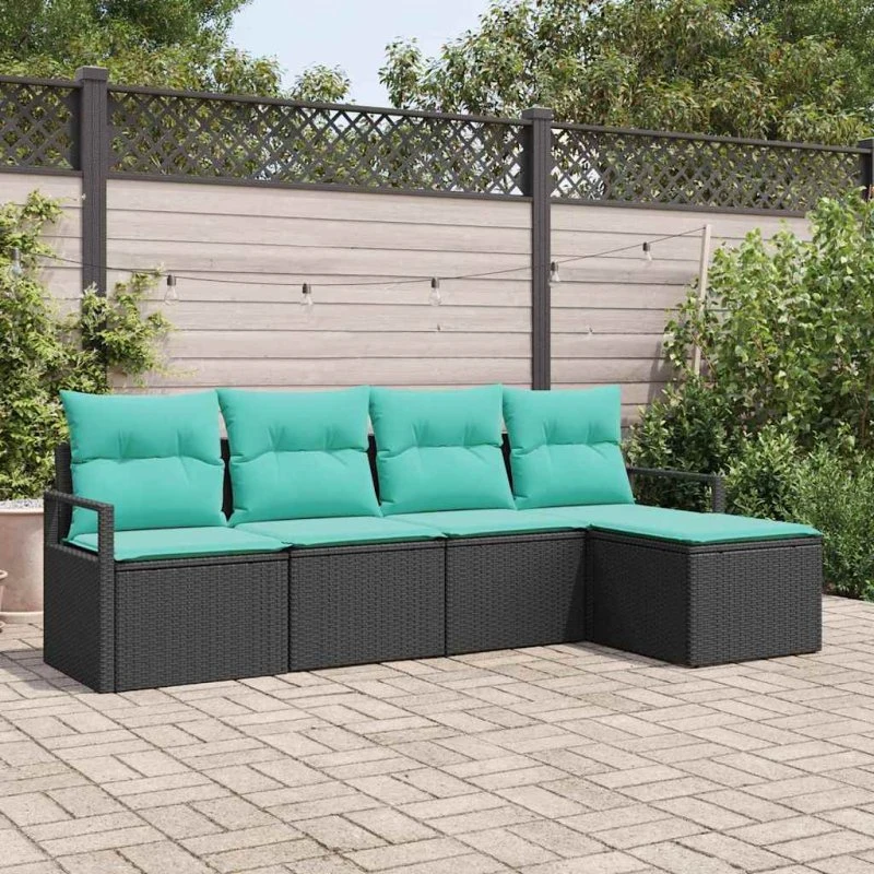 vidaXL Sofa Sæt 5 pcs Sort PolyRattan