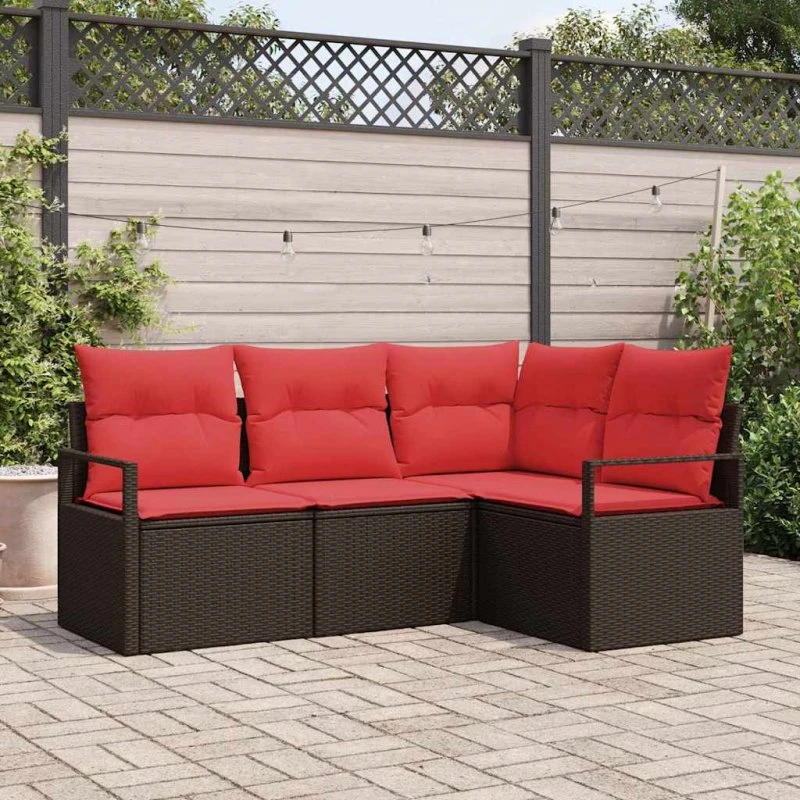 vidaXL 4-pces brun polyrattan havesofa-sæt modulært