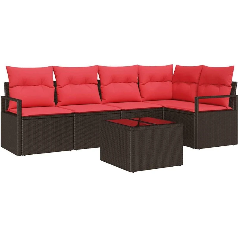 vidaXL Sofa Sæt 6 pc Brun PolyRattan