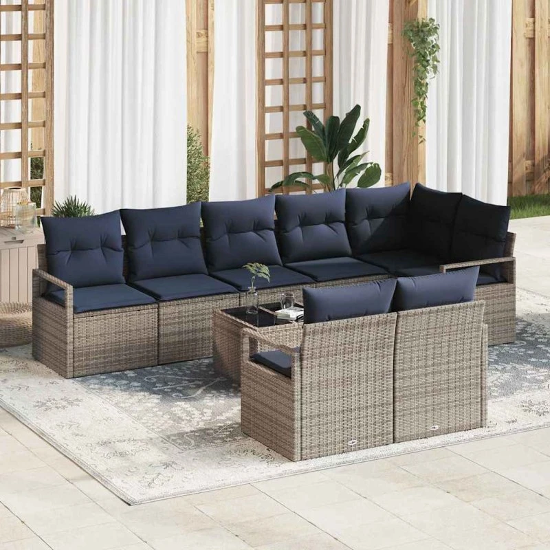 vidaXL 9-deligt modulært sofasæt i grå polyrattan