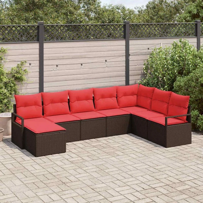 vidaXL Brun PolyRattan Sofa Sæt 8-del, Modulært