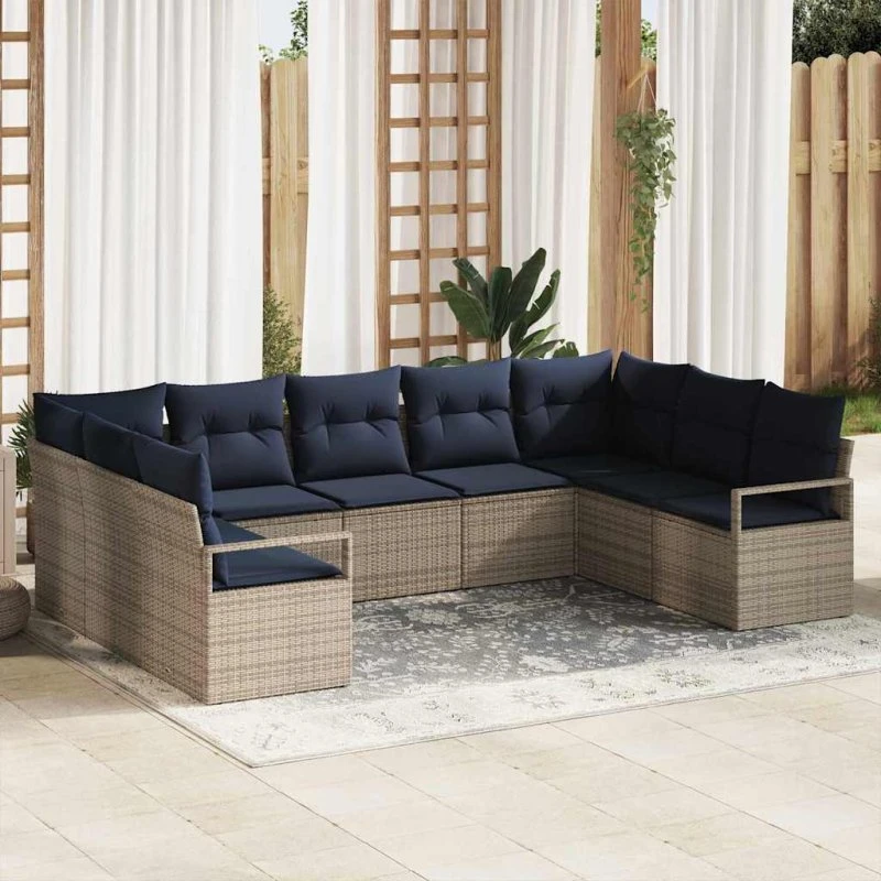 vidaXL Modulært Havesofasæt 7 pc Grå Polyrattan med Puder