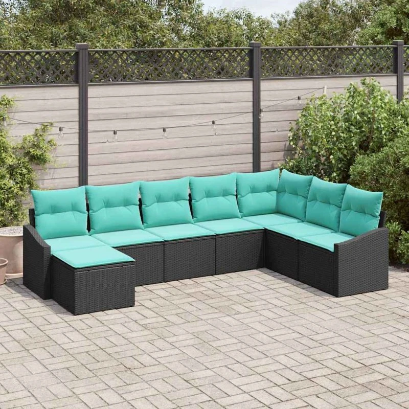 vidaXL Sofa Sæt 8 dele Sort Poly Rattan