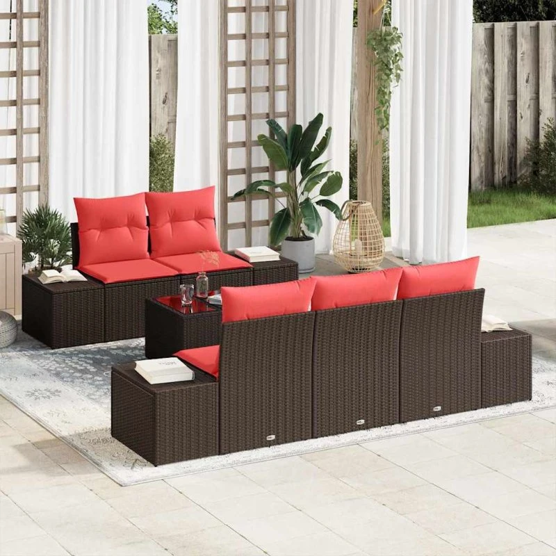 vidaXL Havesofa Sæt 6-pced Brun Polyrattan