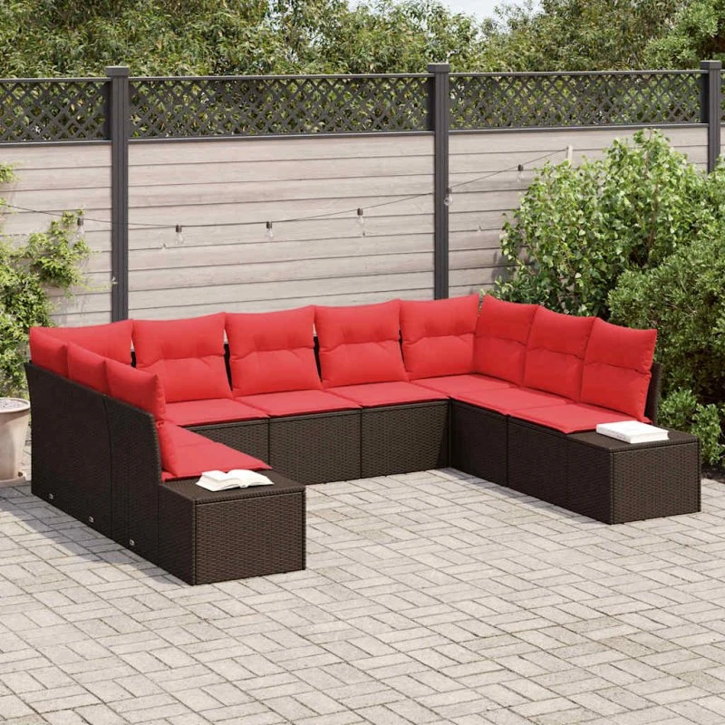 vidaXL Havesofa Sæt 9-pers. Brun Polyrattan