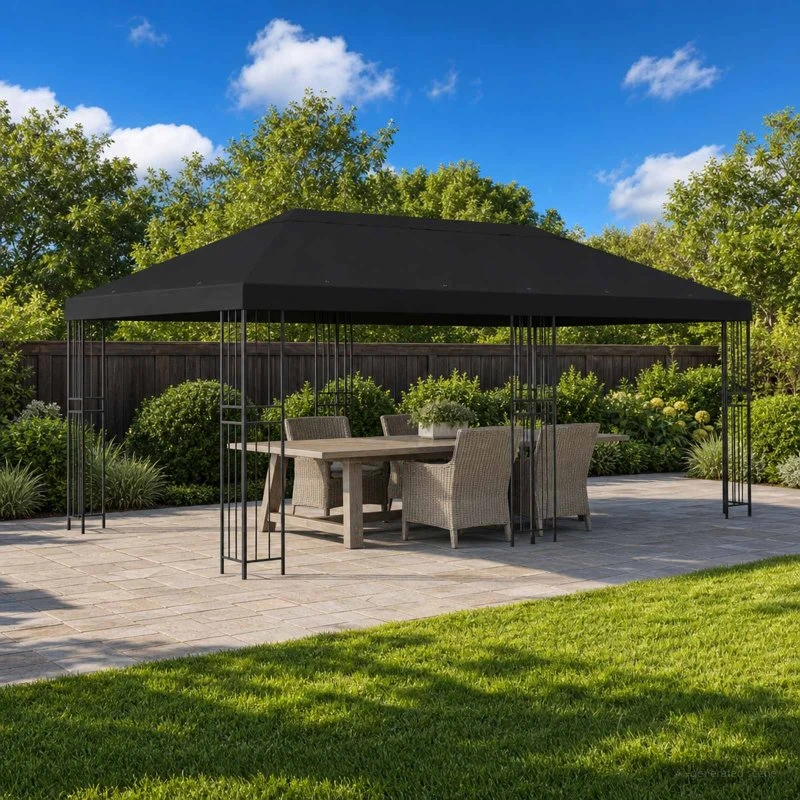 vidaXL Pavillon 6x3 m med mesh-sidetapper, sort