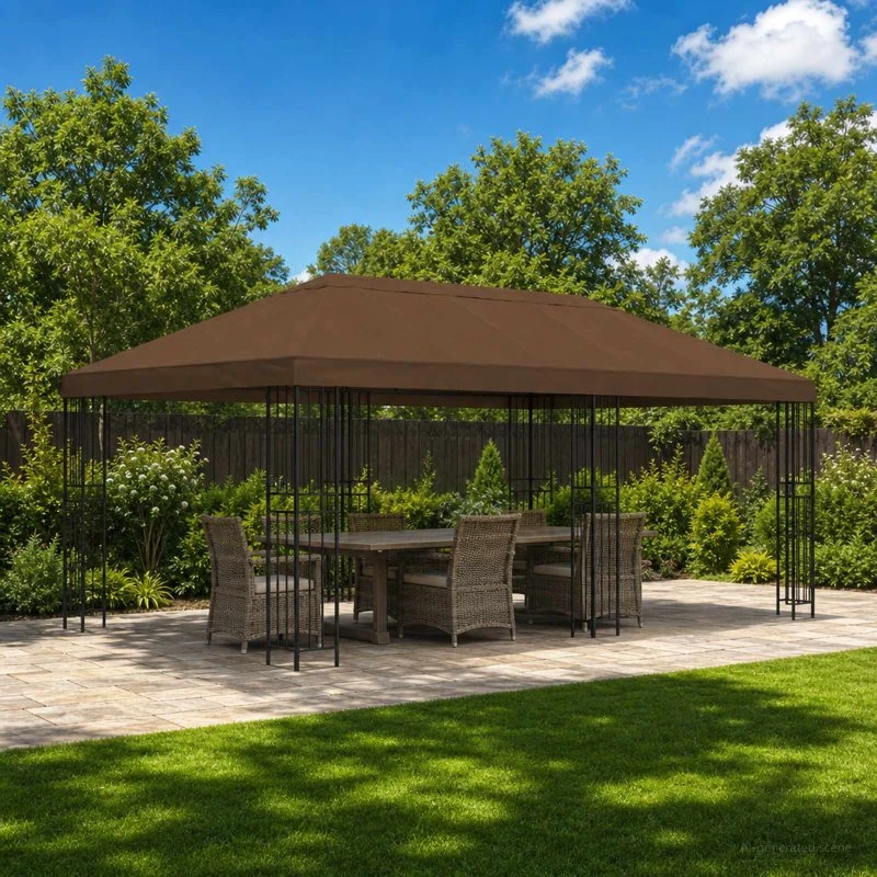 vidaXL Pavillon 6x3 m Brun Polyester/Stål med Mesh-vægge