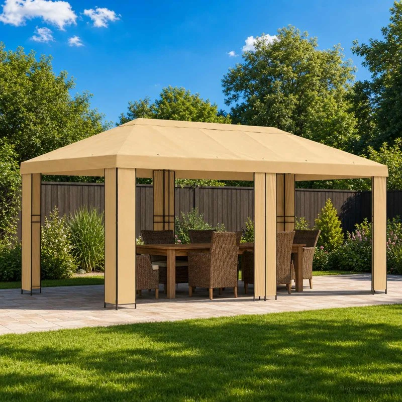 vidaXL Have Gazebo 6x3 m Cremefarvet Polyester og Stål 190 g/m²