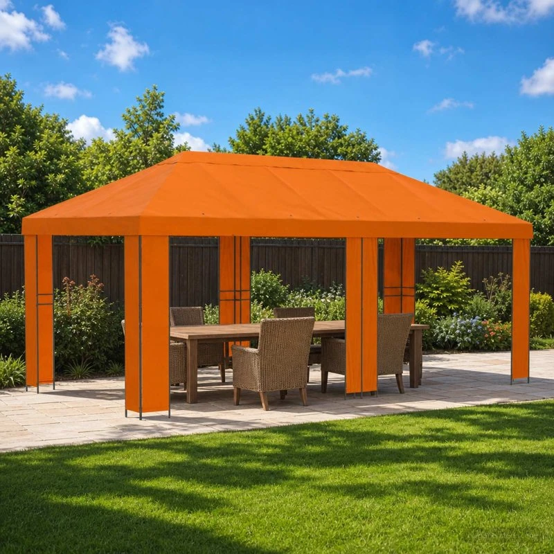 vidaXL Havepavillon 6 x 3 m Orange Polyester 190 gsm & Stål