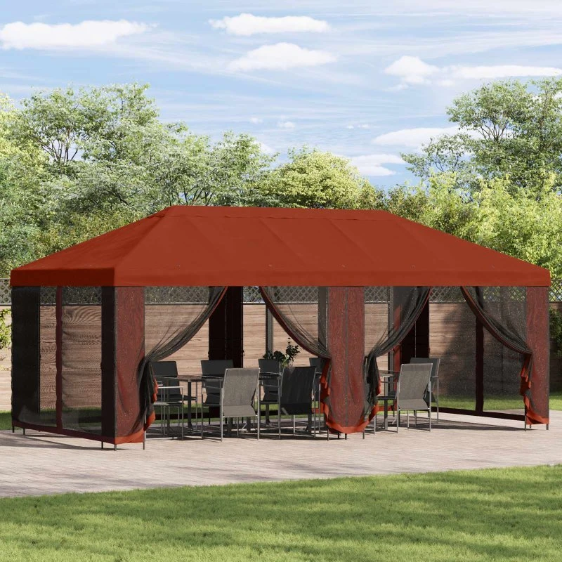 vidaXL Pavillon 6x3 m Terrakotta med Sidetapper
