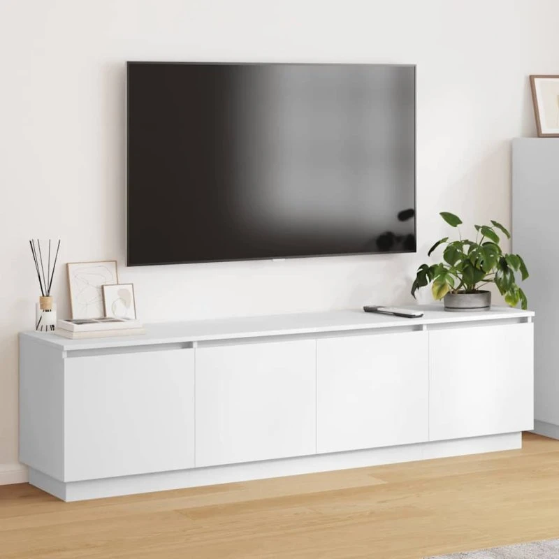 vidaXL TV-skab med LED, hvid, 180 x 38 x 49 cm, konstrueret træ