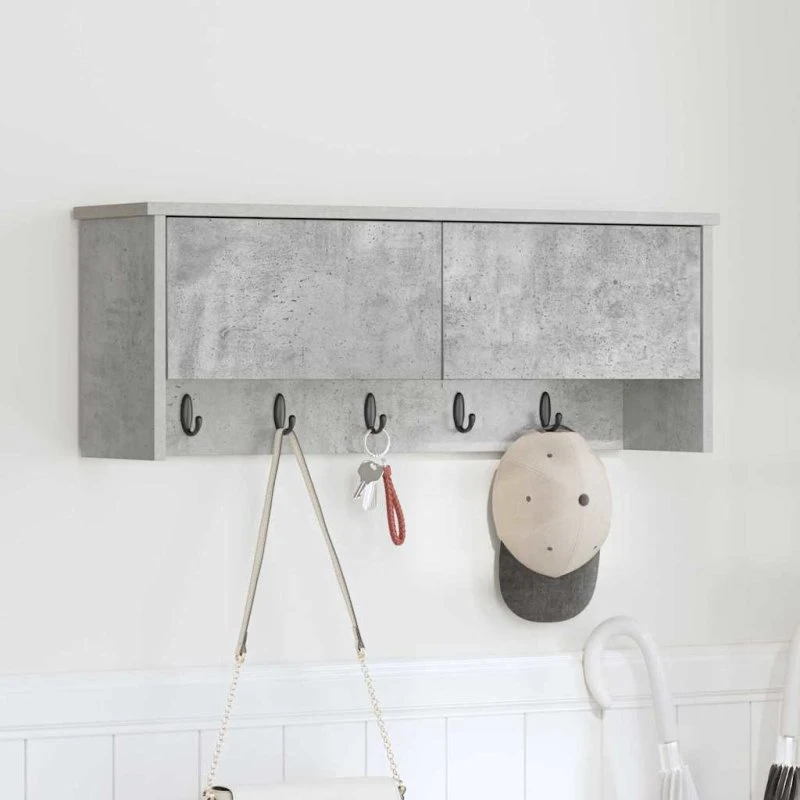 vidaXL Vægmonteret Jakkeholder med Hylde, Beton Grå 80x20x30 cm
