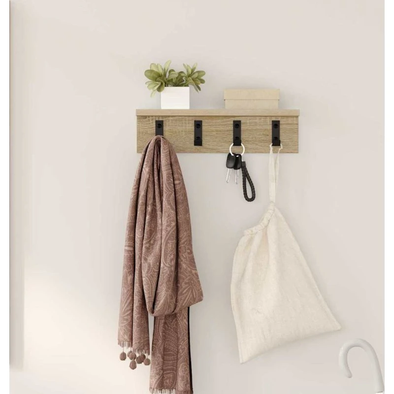 vidaXL Vægmonteret Jakkeholder Sonoma eg 40 x 10,5 x 10,5 cm