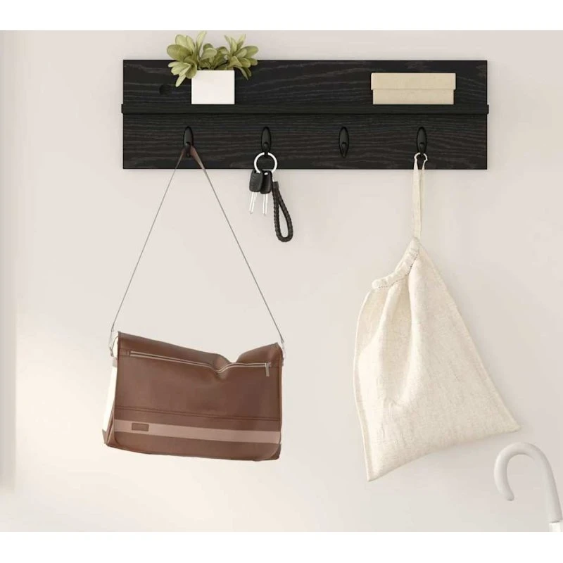 vidaXL Vægmonteret Jakkeholder Sort, 60 x 10,5 x 18 cm