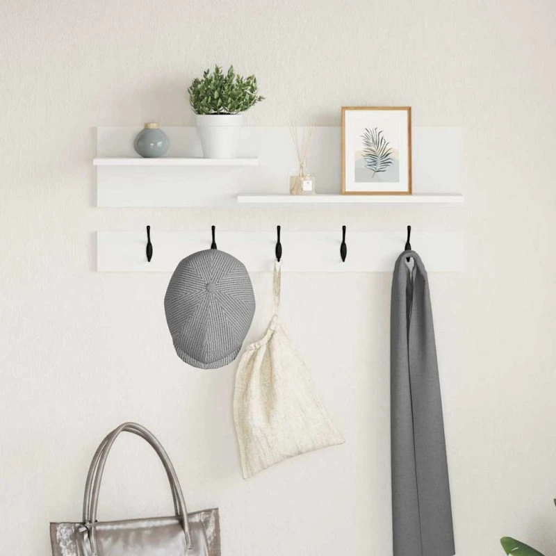 vidaXL Vægmonteret Jakkeholder Hvid 90x15x36 cm Træ
