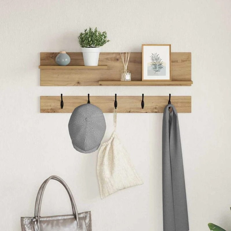vidaXL Vægmonteret Jakkeholder Artisan Egetræ 90 x 15 x 36 cm