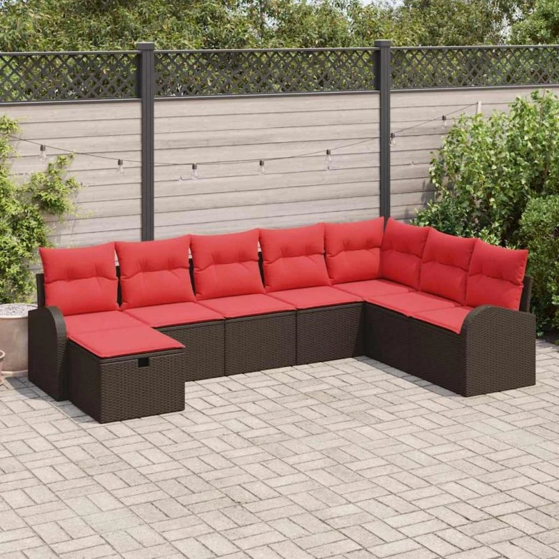 vidaXL Havesofa Sæt 8-pers. Brun Poly rattan med Opbevaring