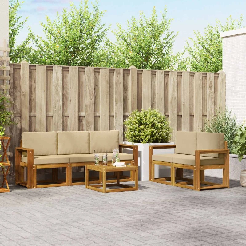 vidaXL Udendørs Sofagruppe 6 pk Naturlig/Beige