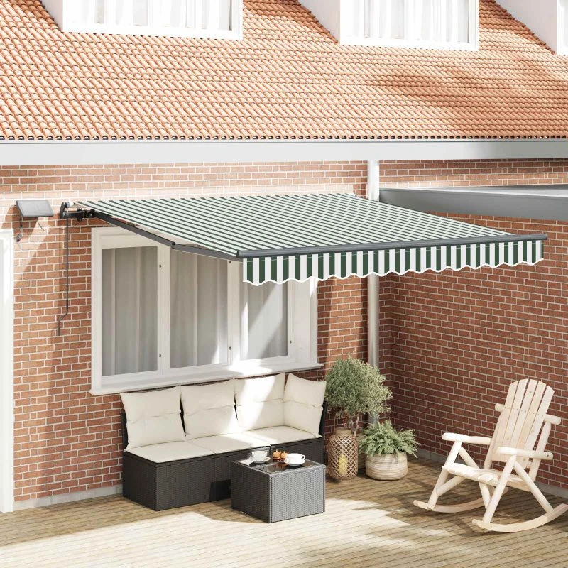 vidaXL Udtrækkelig Markise Grøn/Hvid 350x250 cm