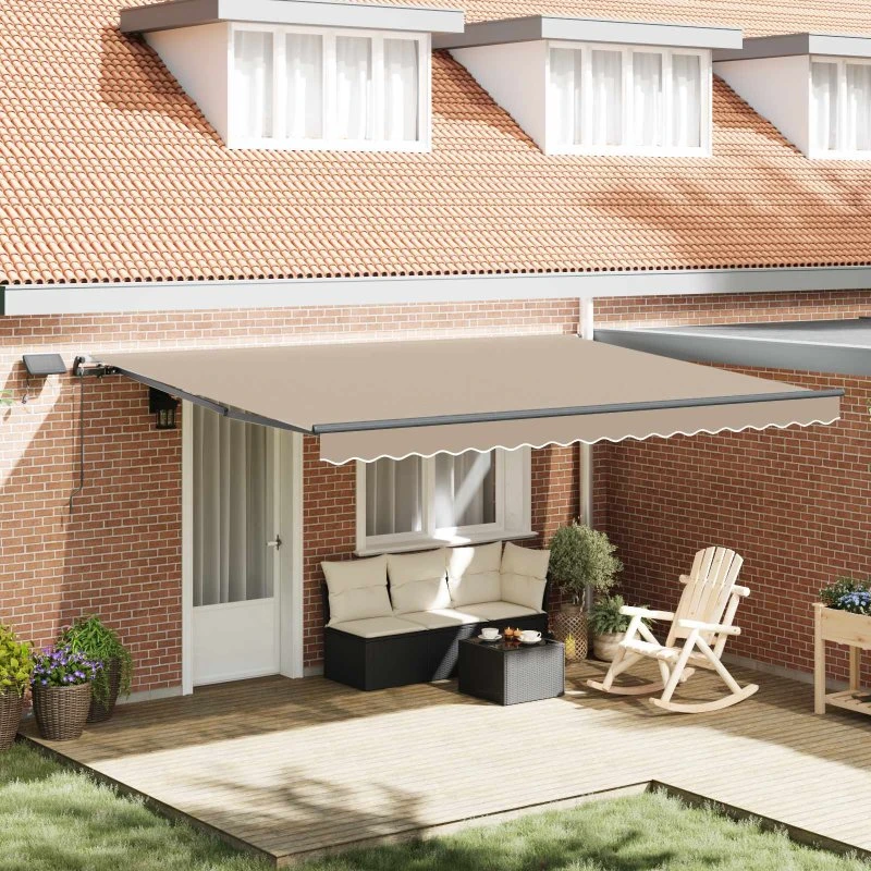 vidaXL Udtrækkelig Markise Beige 450 × 300 cm Stof & Aluminium