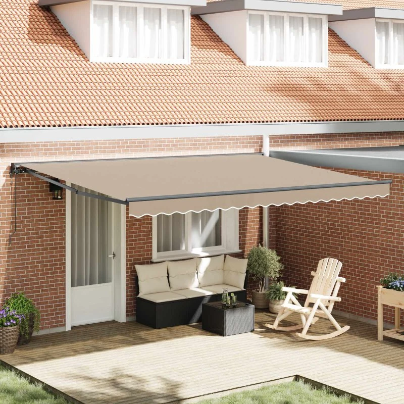 vidaXL Markiseramme Beige 450 × 300 cm med PU-belægning