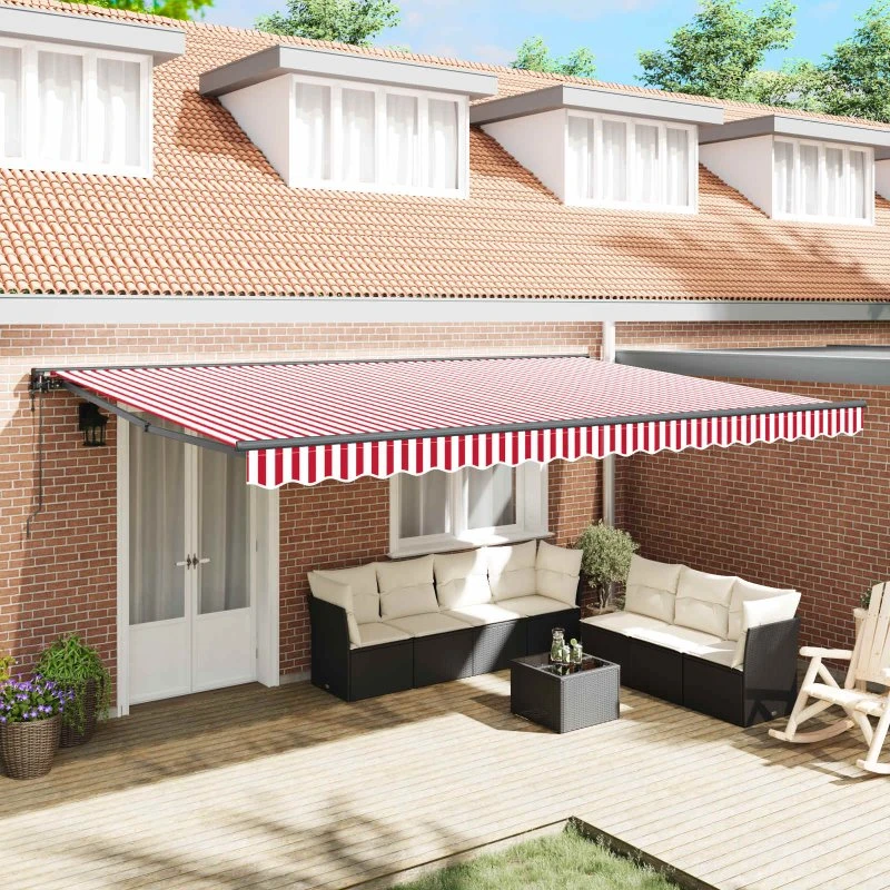 vidaXL Markiseramme Rød/Hvid 500 × 300 cm