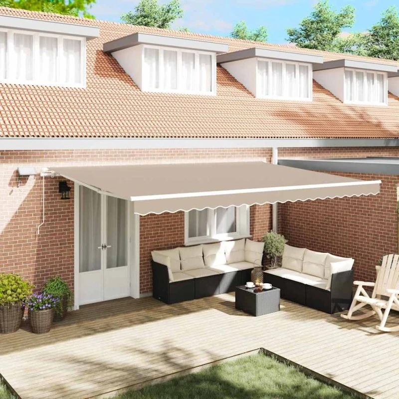 vidaXL Udtrækkelig Markise Beige 500 × 350 cm
