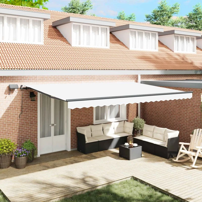 vidaXL Udtrækkelig Markise Hvid 500 × 350 cm