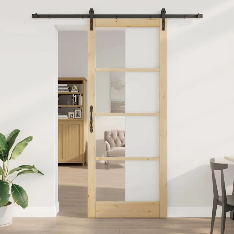 vidaXL ORKDAL Skydedør 93 x 232 cm Naturlig/Sort