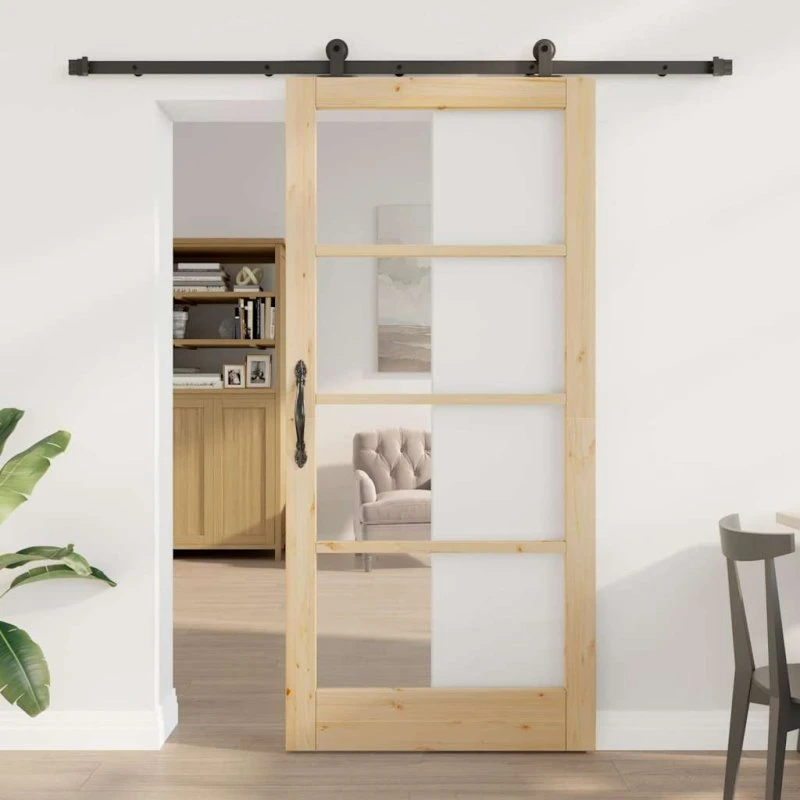 vidaXL ORKDAL Skydedør 93 x 202 cm Naturlig/Sort