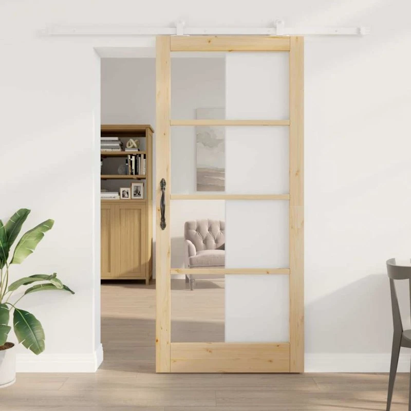vidaXL ORKDAL Skydedør Naturfarvet Fyrretræ 93 x 211 cm