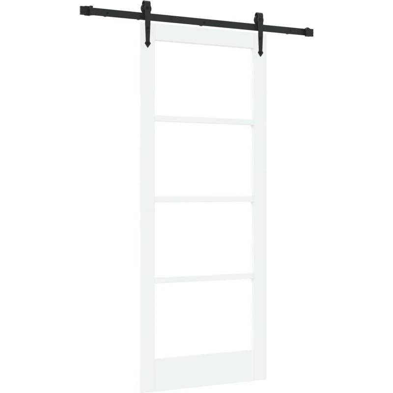 vidaXL ORKDAL Skydedør Hvid 83 x 202 cm i Massivt Fyrretræ og Glas