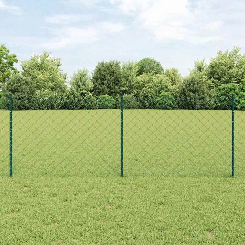 vidaXL Kæde-link hegn 25 x 0,8 m grønt, galvaniseret stål