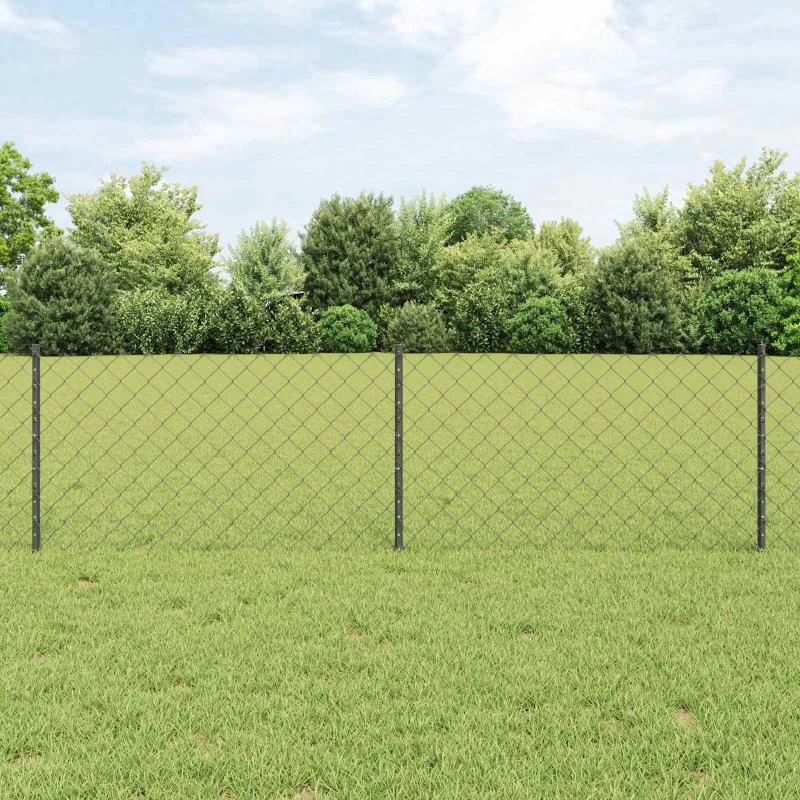 vidaXL Udendørs kædehegn 25 x 0,6 m PVC-belagt stål grå