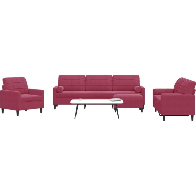 vidaXL sofasæt 4 dele med hynder og bolsterpuder vinrød