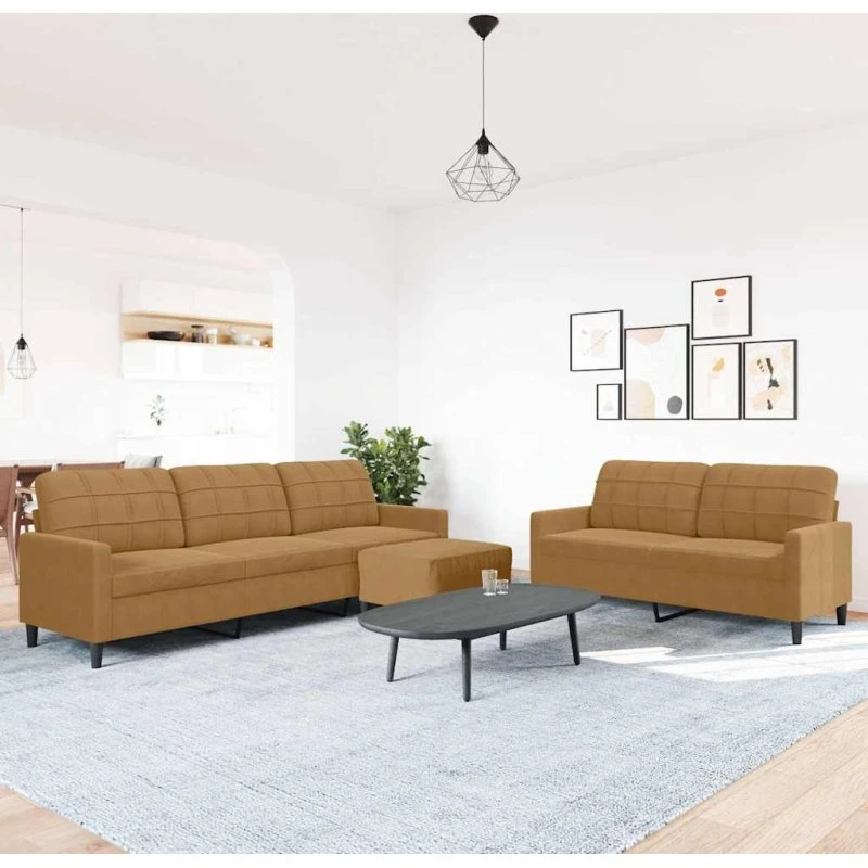 vidaXL sofasæt 3 dele med hynder brun