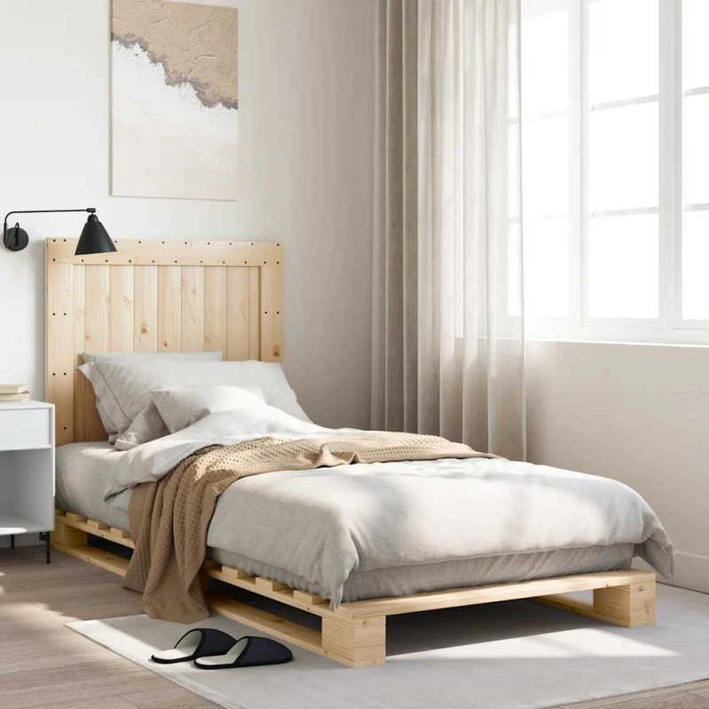 vidaXL Sengeramme 90x200 cm i massivt fyrretræ med sengegavl