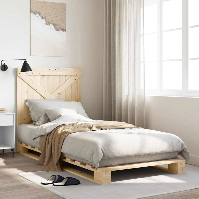 vidaXL Sengeramme 90x200 cm i massivt fyrretræ med sengegavl