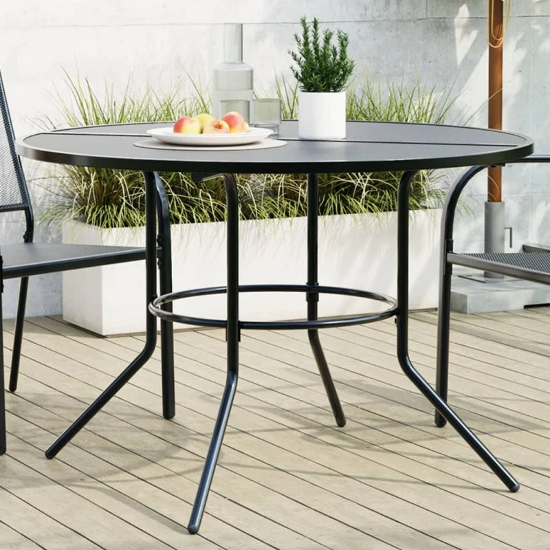vidaXL Rundt Terrassebord Ø110x72,5 cm, Pulverlakeret Stål, Antracitgrå