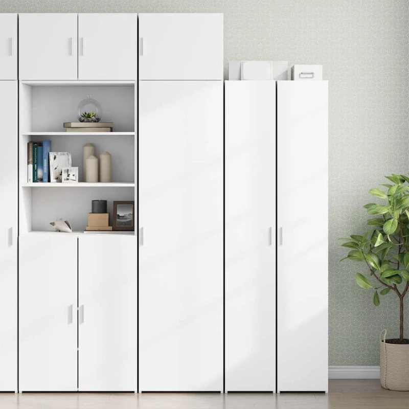 vidaXL Smalt opbevaringsskab 50x42,5x225 cm hvid konstrueret træ